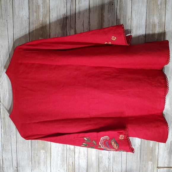 New Johnny Was 100% Linen "Messine" Top sz L - Picture 7 of 9